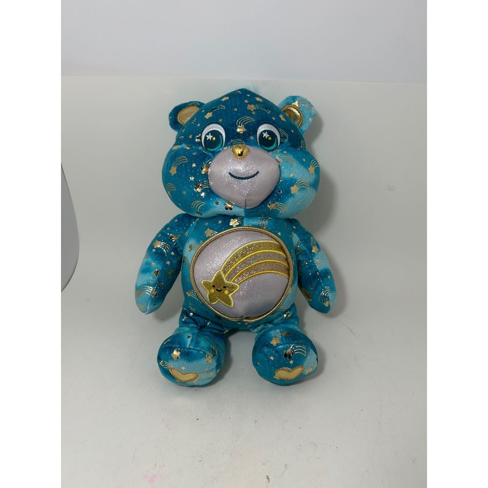 Care Bears Wish Bear Glow In The Dark Tie Dye Celestial Blue Gold Plush 14 inch